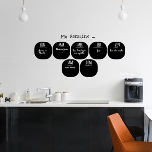 Sticker ardoise tableau noir - stickers muraux adhésif effaçable - BONNE SEMAINE ...