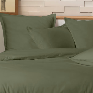 Parure housse de couette unie 100% percale de coton - mura - kaki