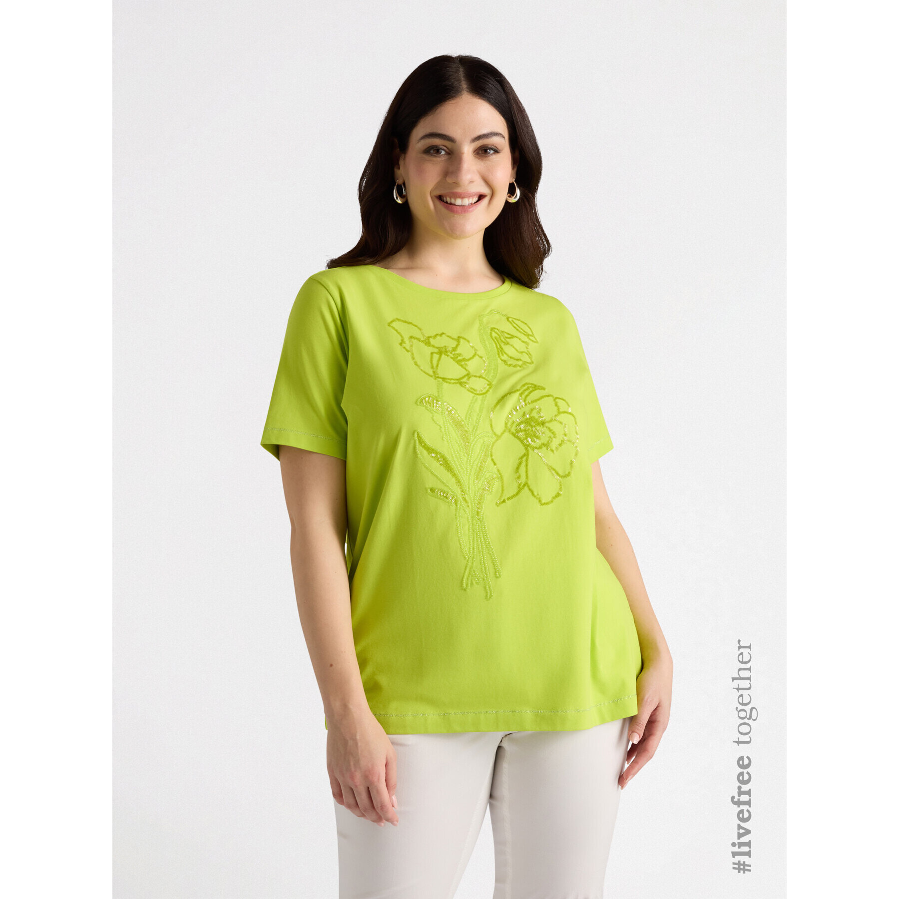 Fiorella Rubino - Camiseta con bordado floral - Amarillo