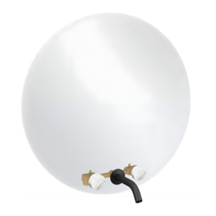 Miroir LED rond 3 trous + mélangeur lavabo encastré 3 trous Grands Boulevards marbre sculptural et noir