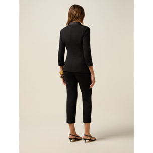 Oltre - Blazer cruzado con botones forrados - Negro