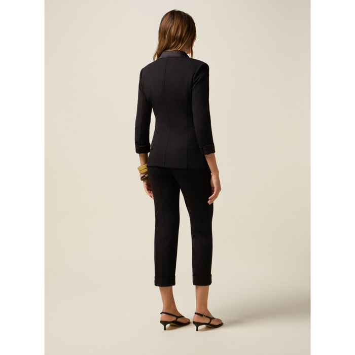 Oltre - Blazer cruzado con botones forrados - Negro