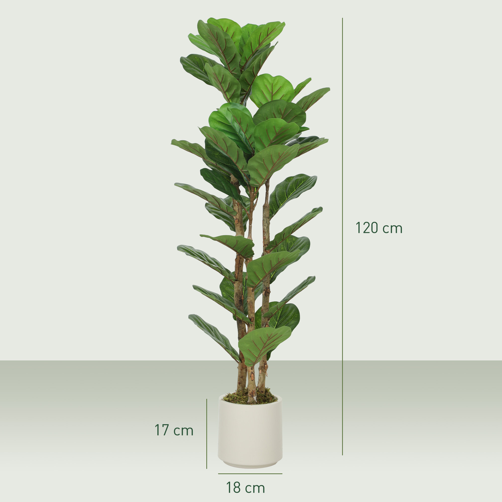 Lot de 2 plantes artificielles figuier lyre H.1,2 m vrais troncs 45 feuilles grand réalisme
