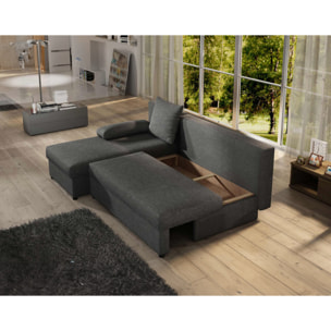 Numancia - canapé d'angle réversible 4 places - convertible avec coffre - en tissu - Gris foncé
