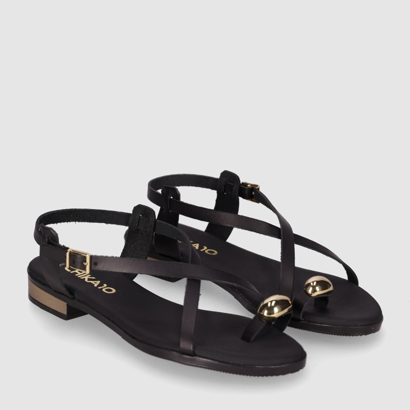 Sandalias de Piel - Negro - Tacón: 2 cm