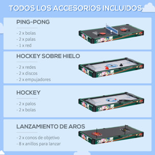 Mesa Multijuegos Plegable 6 en 1 Billar Futbolín Ping Pong Hockey 118x104x71 cm