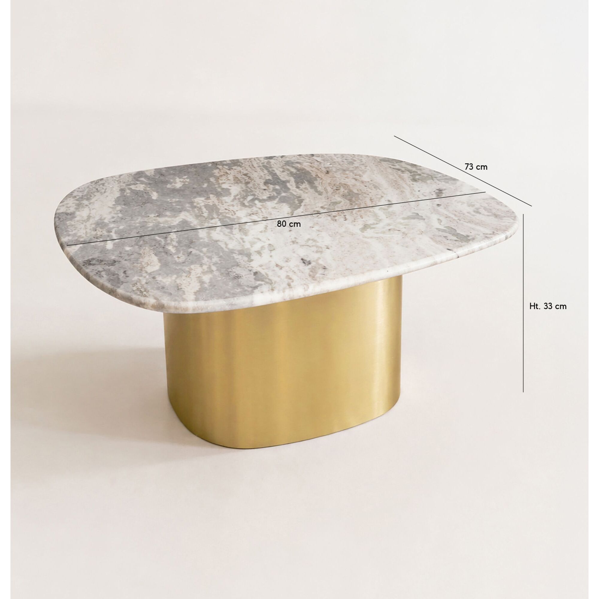 Table basse en marbre gris et pied en métal doré FEDJE