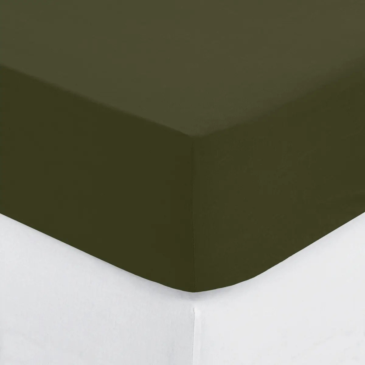 Drap-housse "Carina" en coton 160x200cm vert kaki