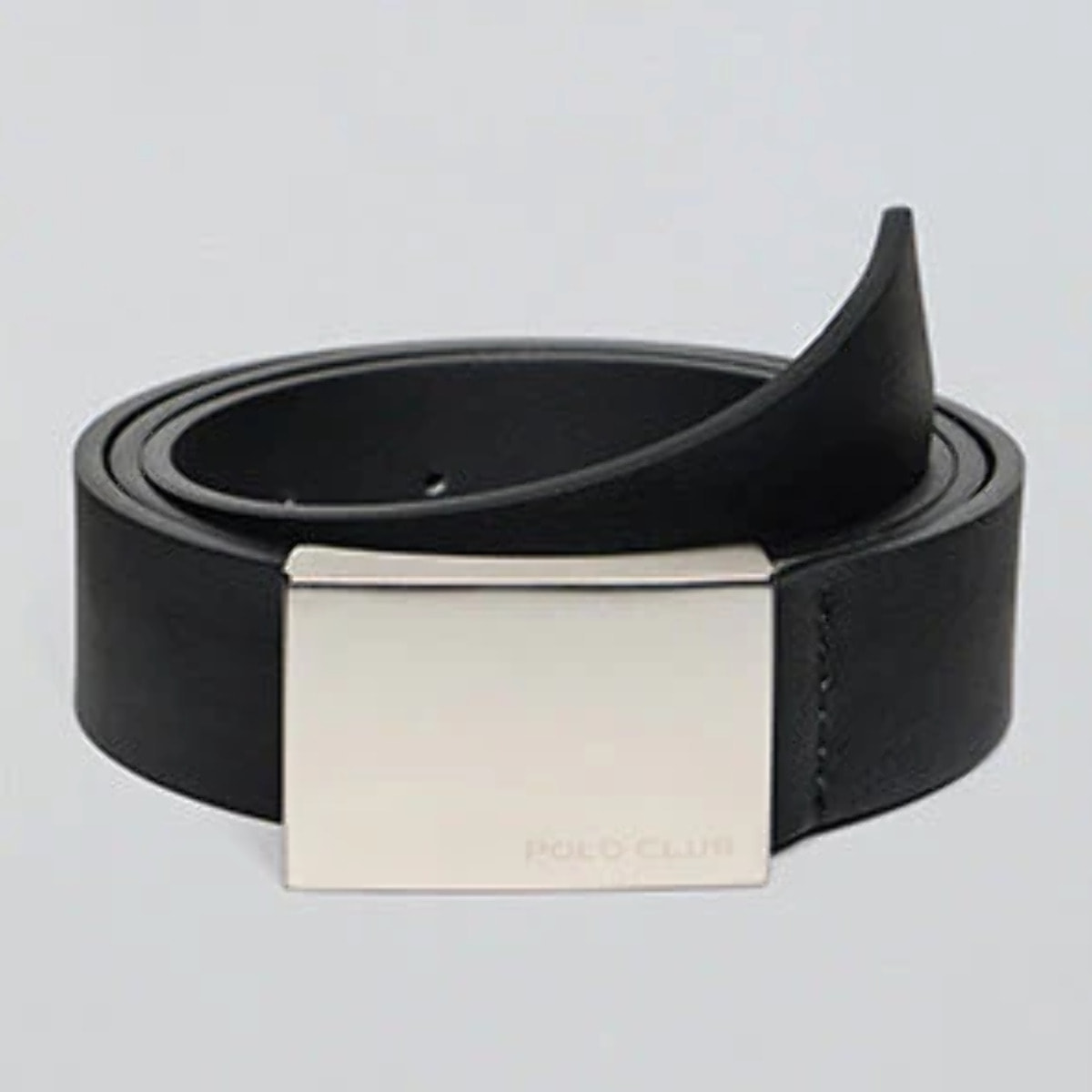 Cinturón Bastian negro con hebilla metálica y grabado Polo Club