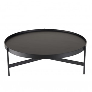 DALY - Table basse ronde noire 102x102cm piètement métal