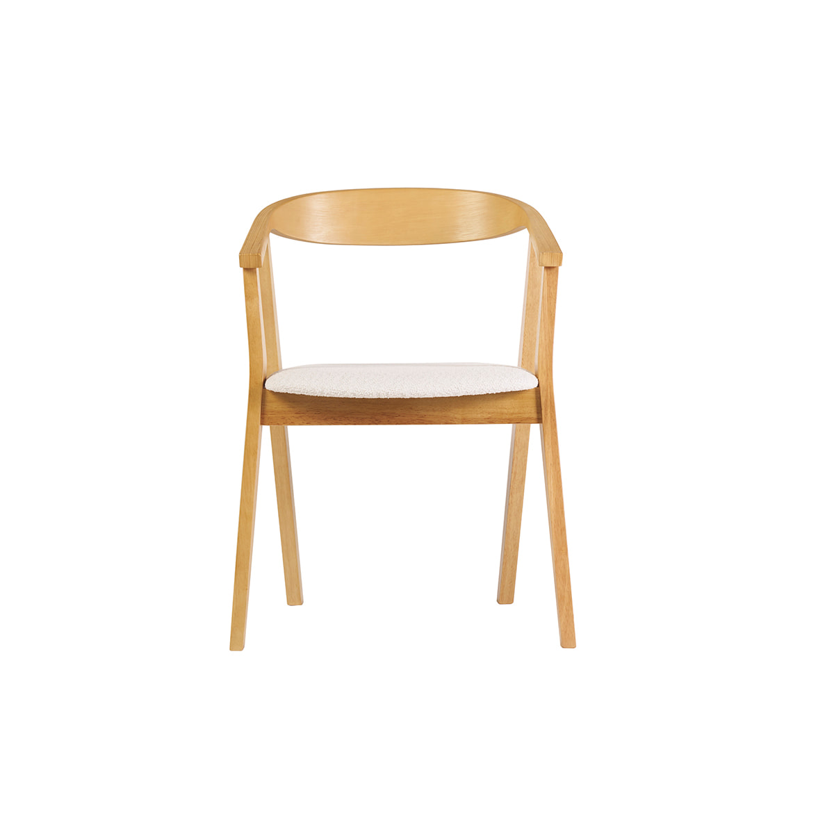 Chaises scandinaves bois clair et tissu effet laine bouclée blanc (lot de 2) BAHIA