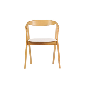 Chaises scandinaves bois clair et tissu effet laine bouclée blanc (lot de 2) BAHIA