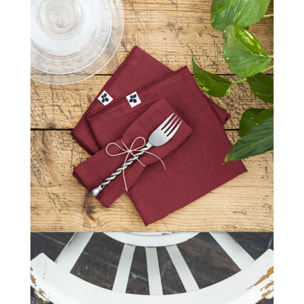 Lot de 3 serviettes de table "Gaïa" 40 x 40 cm "Gaze de Coton" - Gaïa Lie de Vin