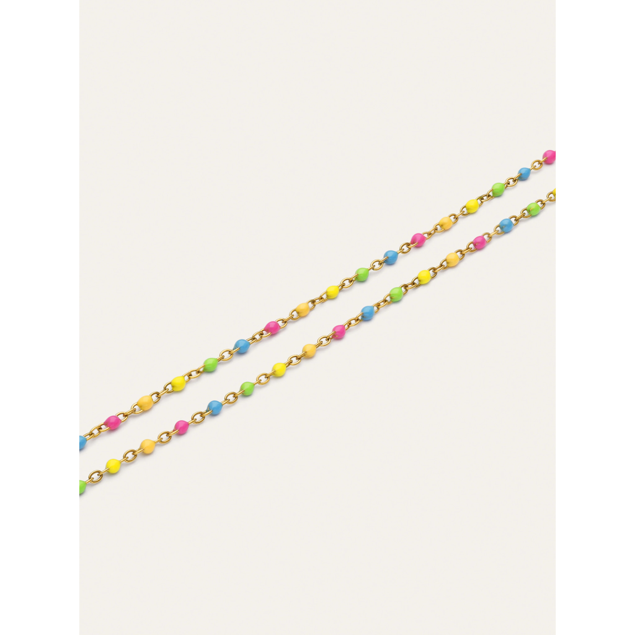 Tobillera Doble Dots Neon Enamel Acero Baño Oro