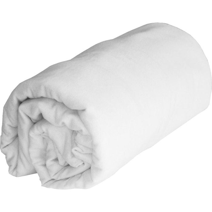 Drap housse 100% flanelle de coton 160 gr blanc