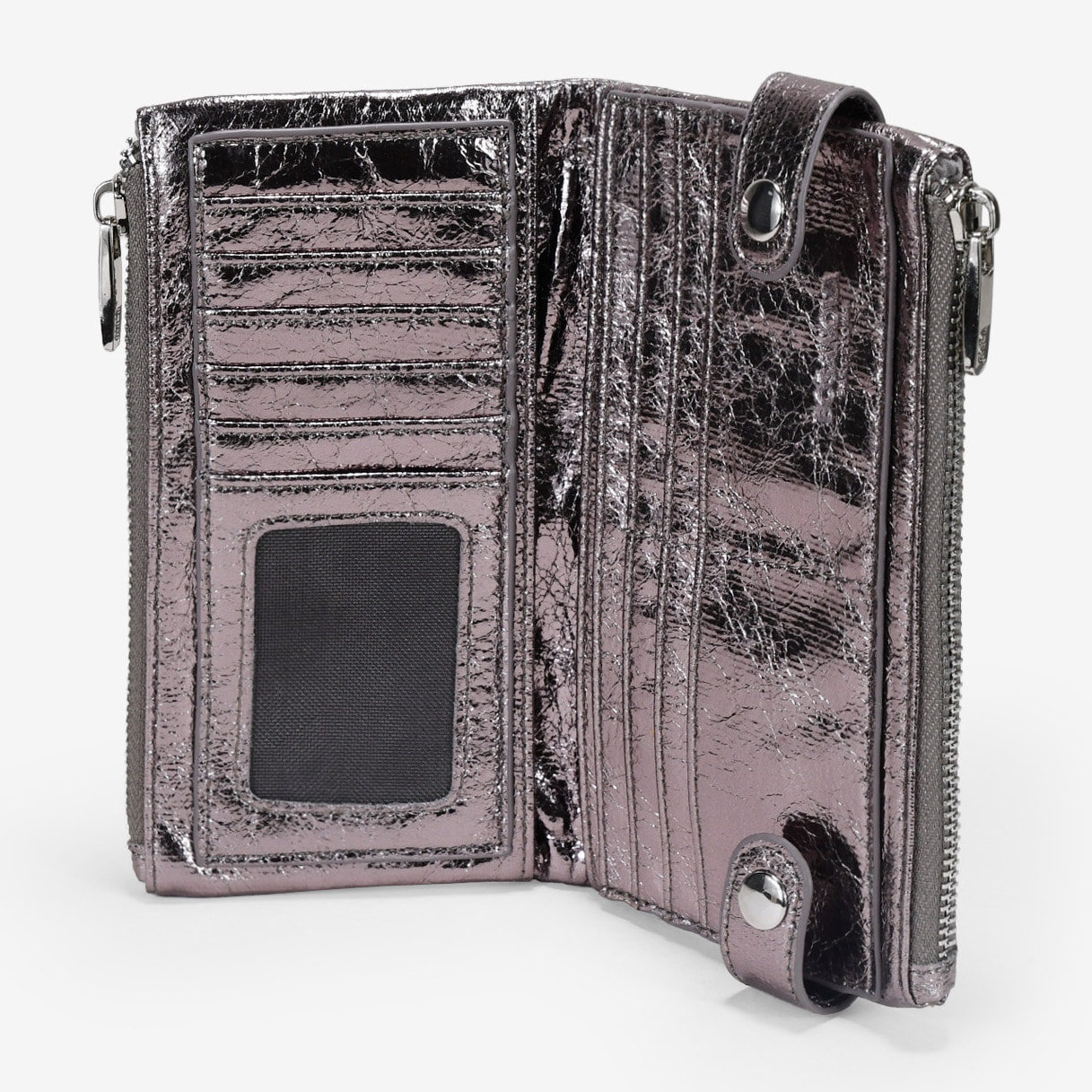 Billetero grande plomo con doble cremallera