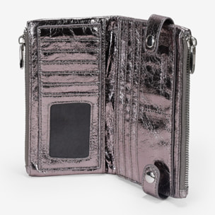 Billetero grande plomo con doble cremallera