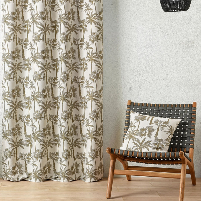 Coussin motif palmier tissé - Vert