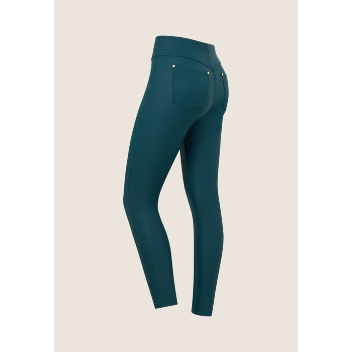 Pantaloni in Similpelle Laminata con Vita Alta superskinny