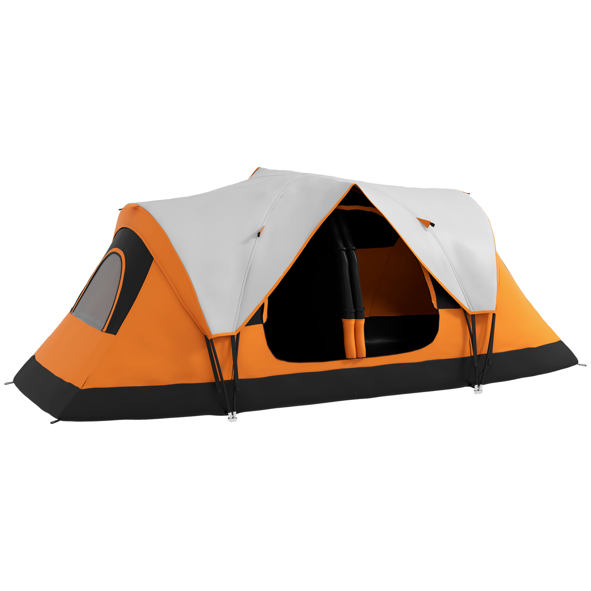 Tente de camping familiale 6-8 pers. double toit étanche 2 000 mm moustiquaire sac de tranport orange