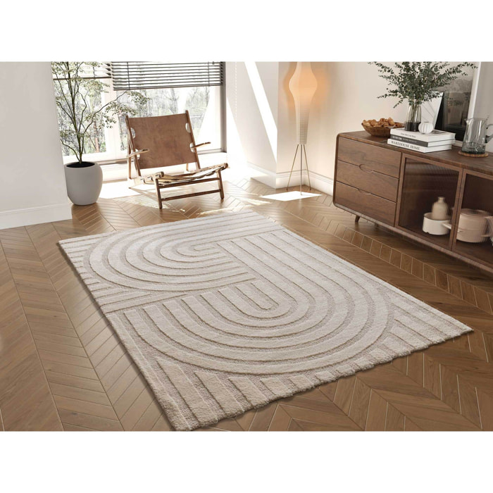 SNOWY Alfombra con relieve de estilo escandinavo en blanco, varias medidas disponibles.