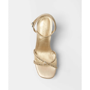 Sandalias de tacón GRETA DORADO GLITTER 10 cm