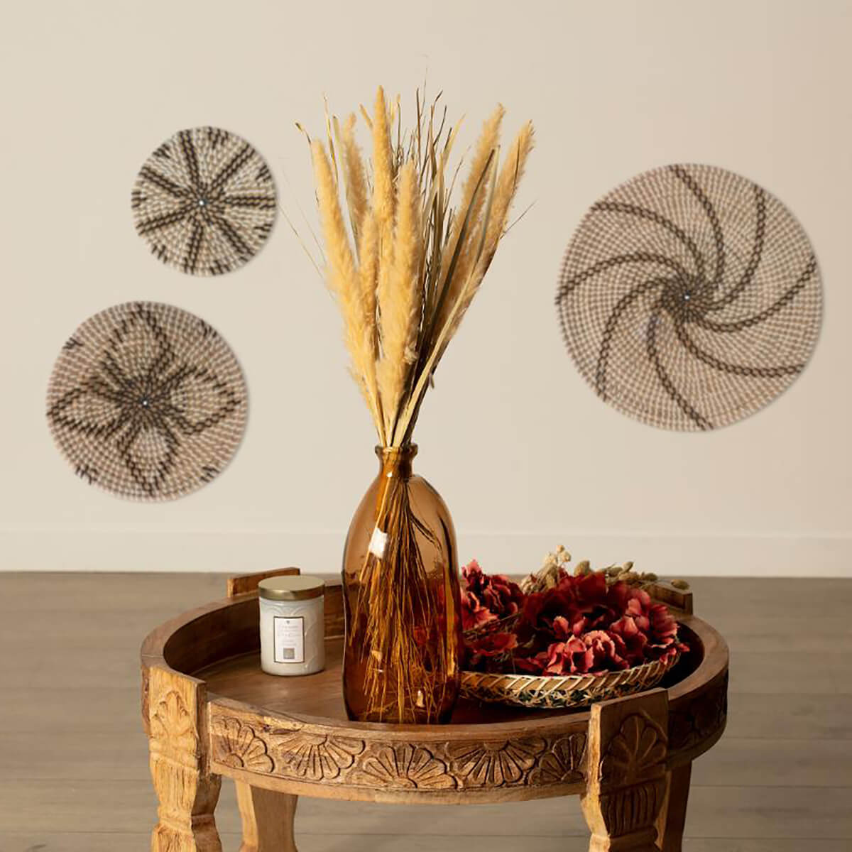 Bouquet fleurs séchées - boîte kraft H60 cm