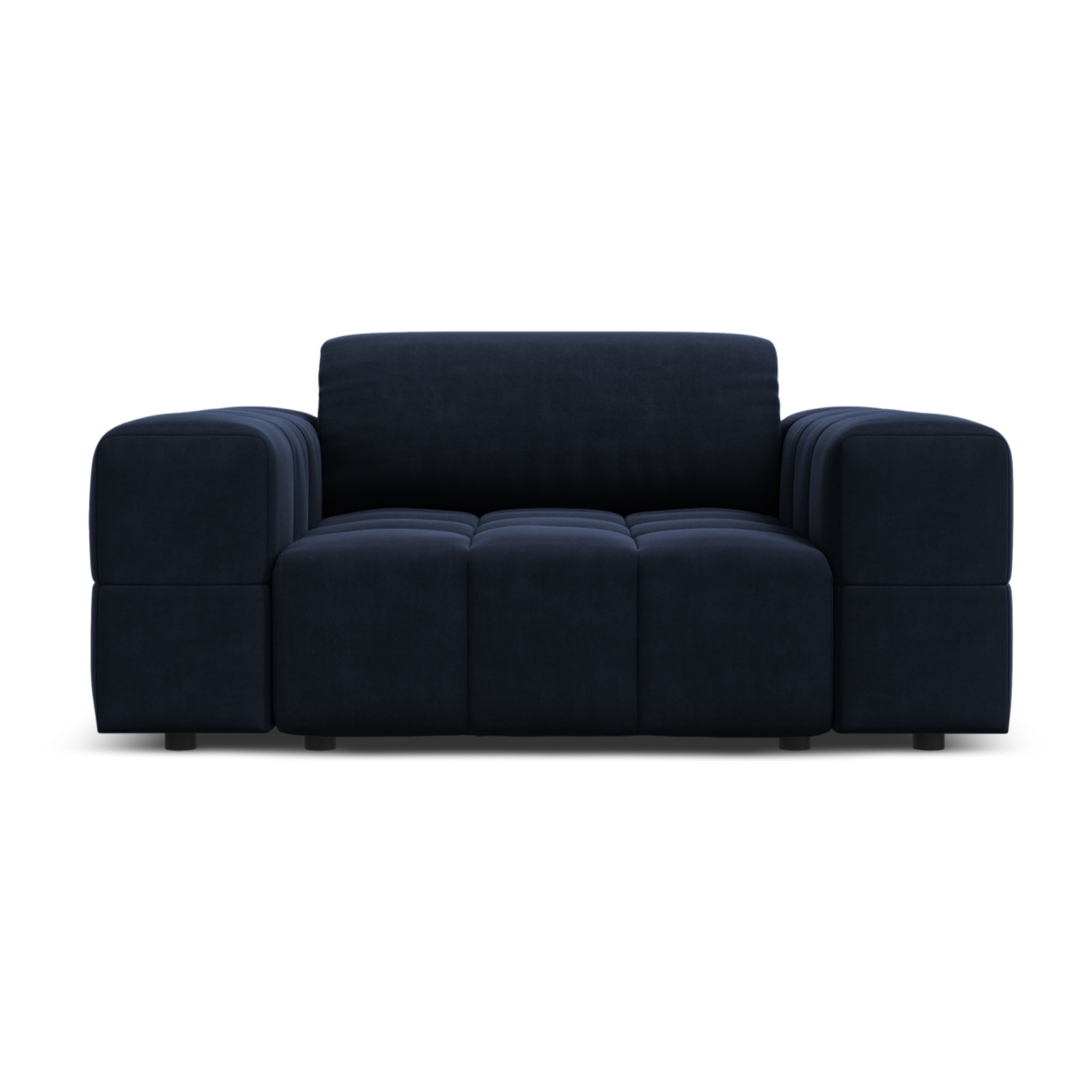 Fauteuil "Luc" en velours bleu foncé