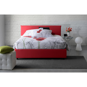 Letto matrimoniale Betty, Letto contenitore con rivestimento in tessuto, 100% Made in Italy, Apertura frontale, adatto per materasso Cm 160x190, Rosso