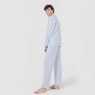 Pigiama lungo stile camicia in cotone azzurro chiaro ferdinand