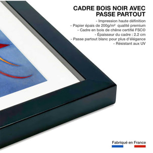 Poster Soft Hard par Wassily Kandinsky Affiche + cadre en bois - Noir
