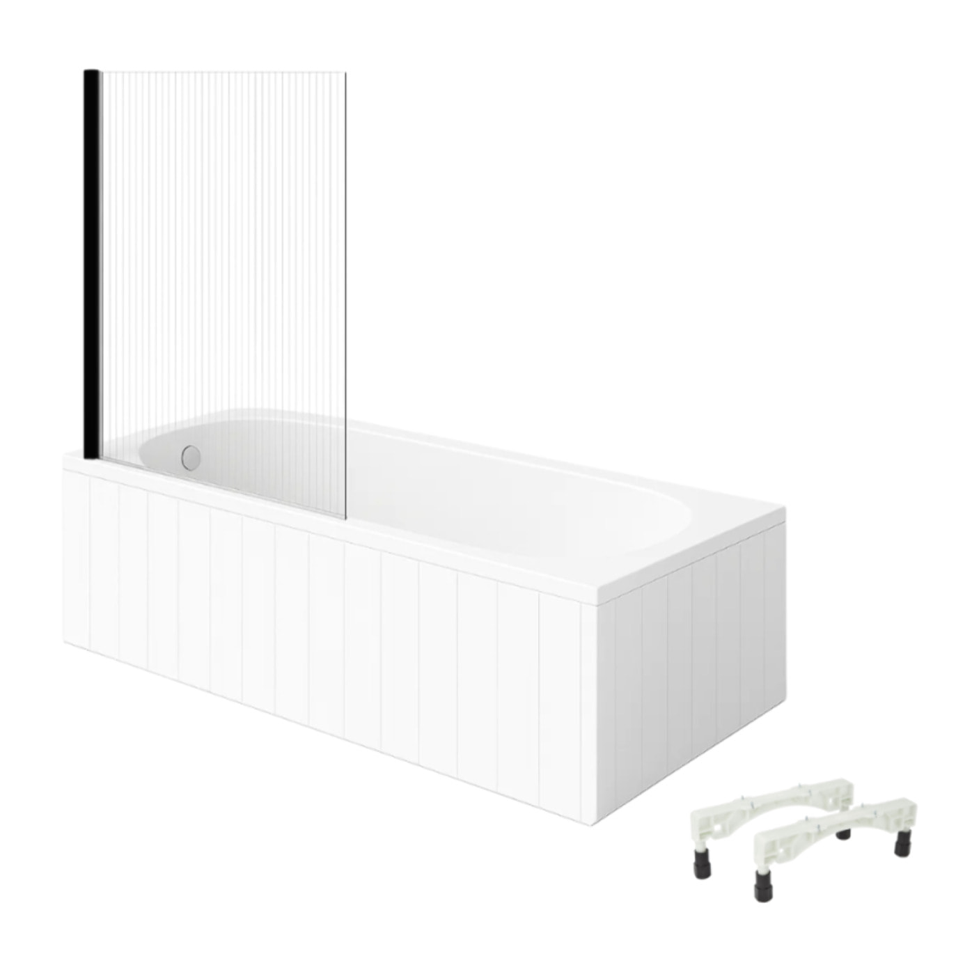 Baignoire droite avec pieds 170 x 75 cm VILLEROY & BOCH O.Novo Blanc + Pare Bain gauche AURYS Raywall noir mat