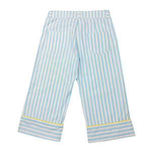 PANTALONE COULOTTE RIGATO BIANCO CIELO