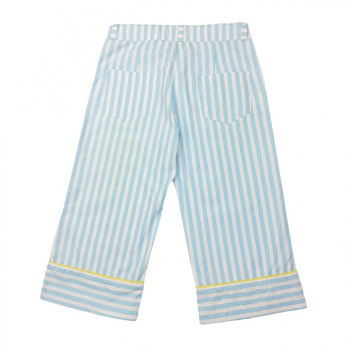 PANTALONE COULOTTE RIGATO BIANCO CIELO