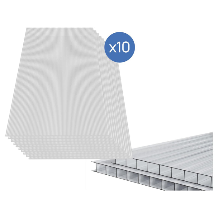 Lot de 10 panneaux en polycarbonate 4 mm "Michigan" 7,9 m2