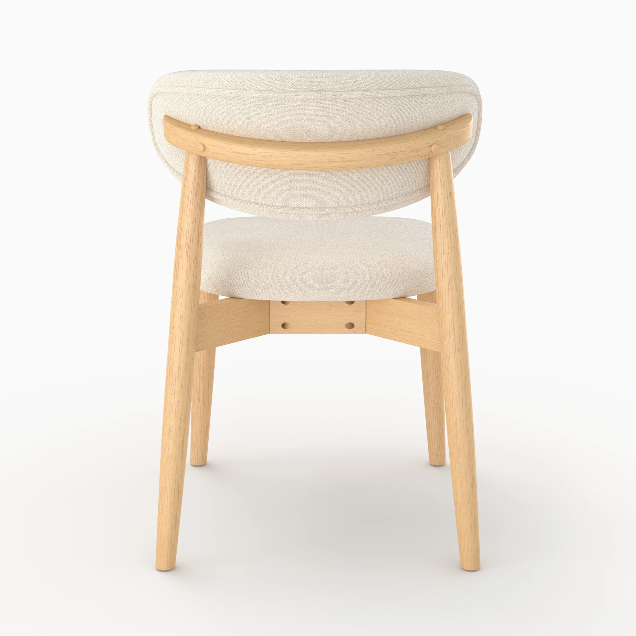 Lot de 2 chaises en tissu beige et bois d'hévéa naturel - Yuna