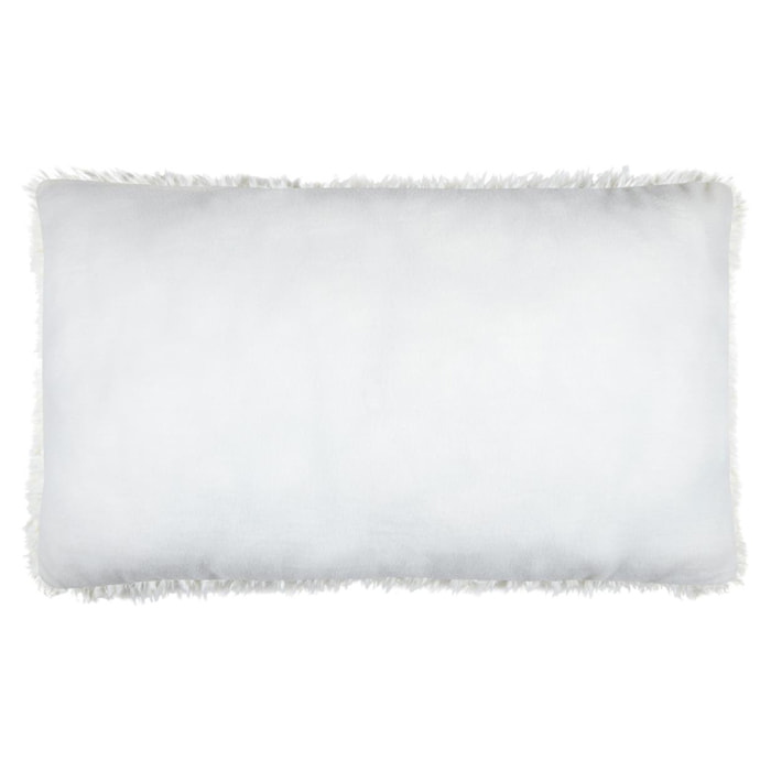 Coussin rectangulaire imitation peau de mouton - Blanc