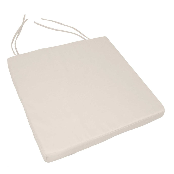 Galette de chaise extérieur imperméable et déhoussable - Ecru