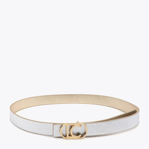 Cintura reversibile con fibbia ovale con logo