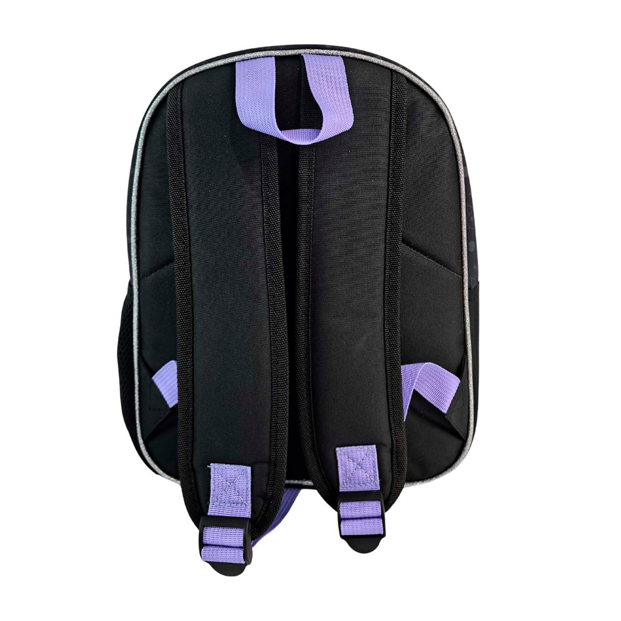 Kuromi Mochila Preescolar 3D. Bolsillo lateral. Espaldera acolchada.