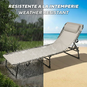 Well Home Tumbona de camping 193x60x30cm Acero gris oscuro / beige hasta 110kg