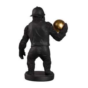 Figura Kingkong Basket Resina Negra 23x15x34 Cm