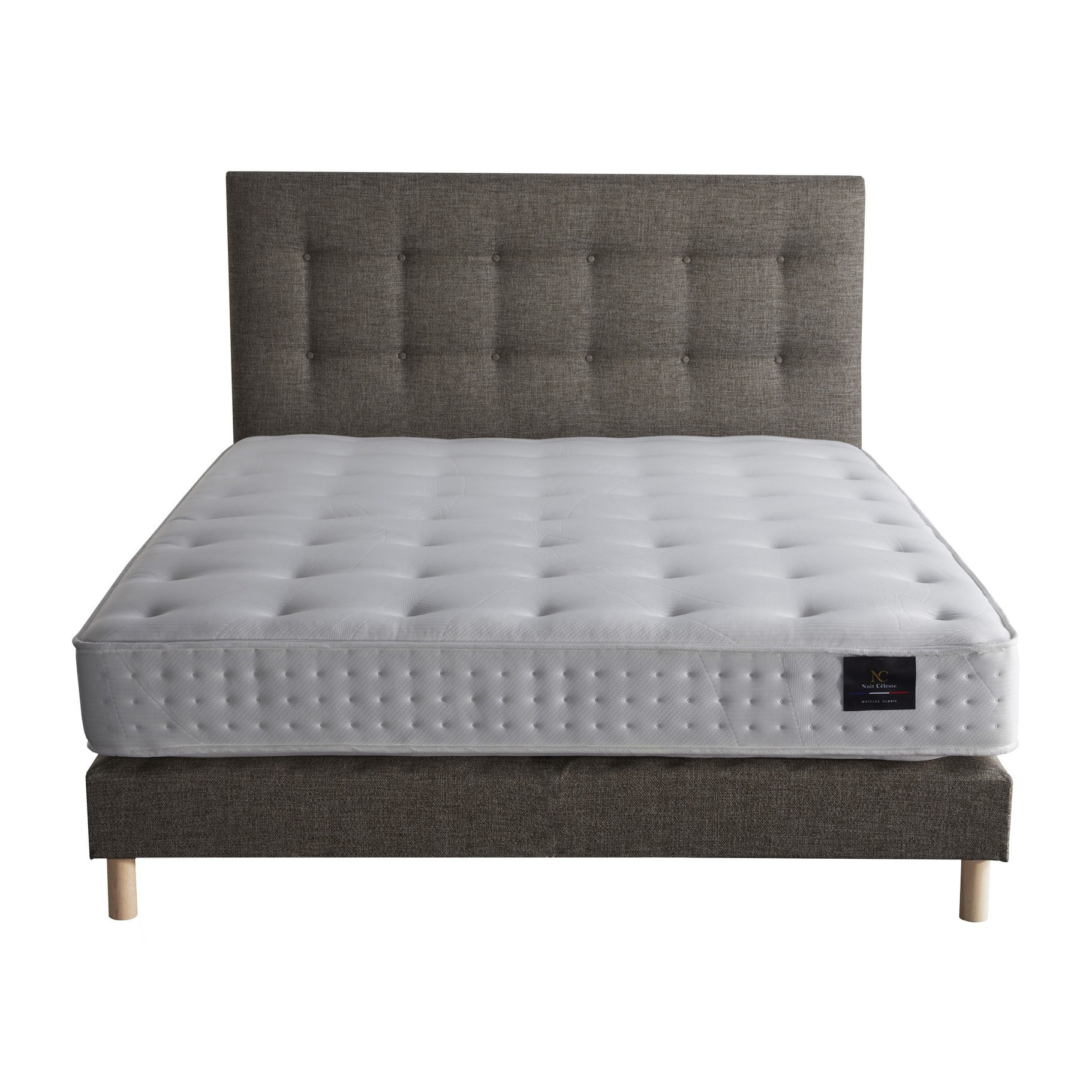 Ensemble Ciel + tête de lit capitonnée - Matelas mousse Orbis recyclé