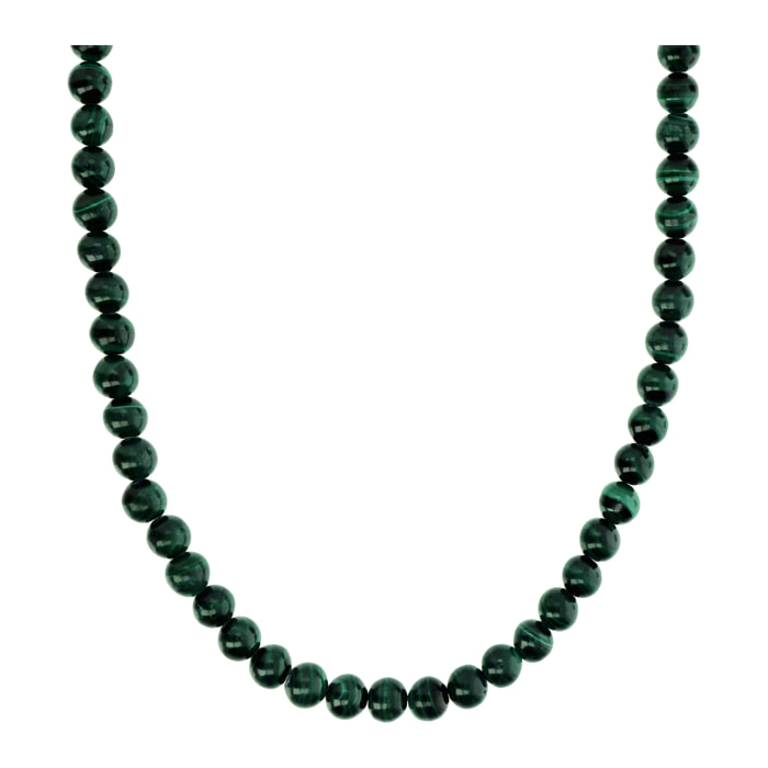 Collana Girocollo con Sfere di Pietra Naturale Malachite Verde in Argento 925 placcato Oro giallo 18Kt