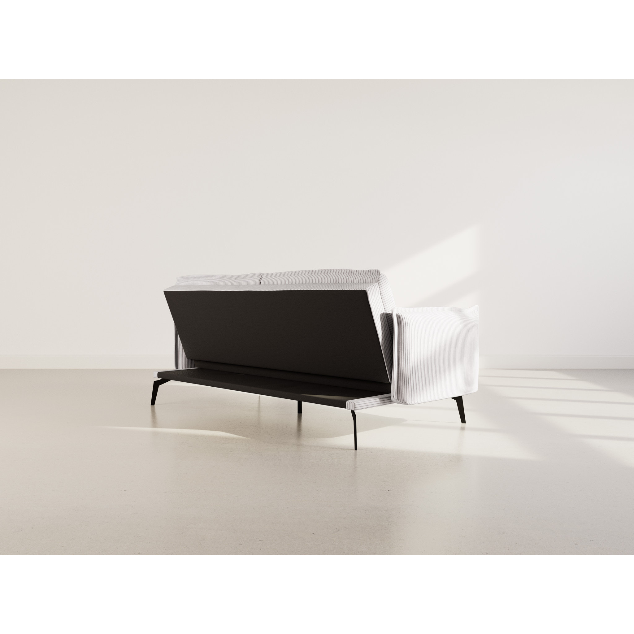 Lexie - Canapé convertible clic-clac 2 places en velours côtelé - Gris clair