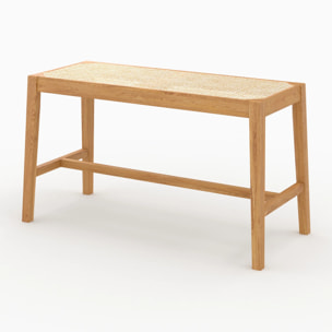 Banc 2 places en bois de chêne massif et cannage - Kappa