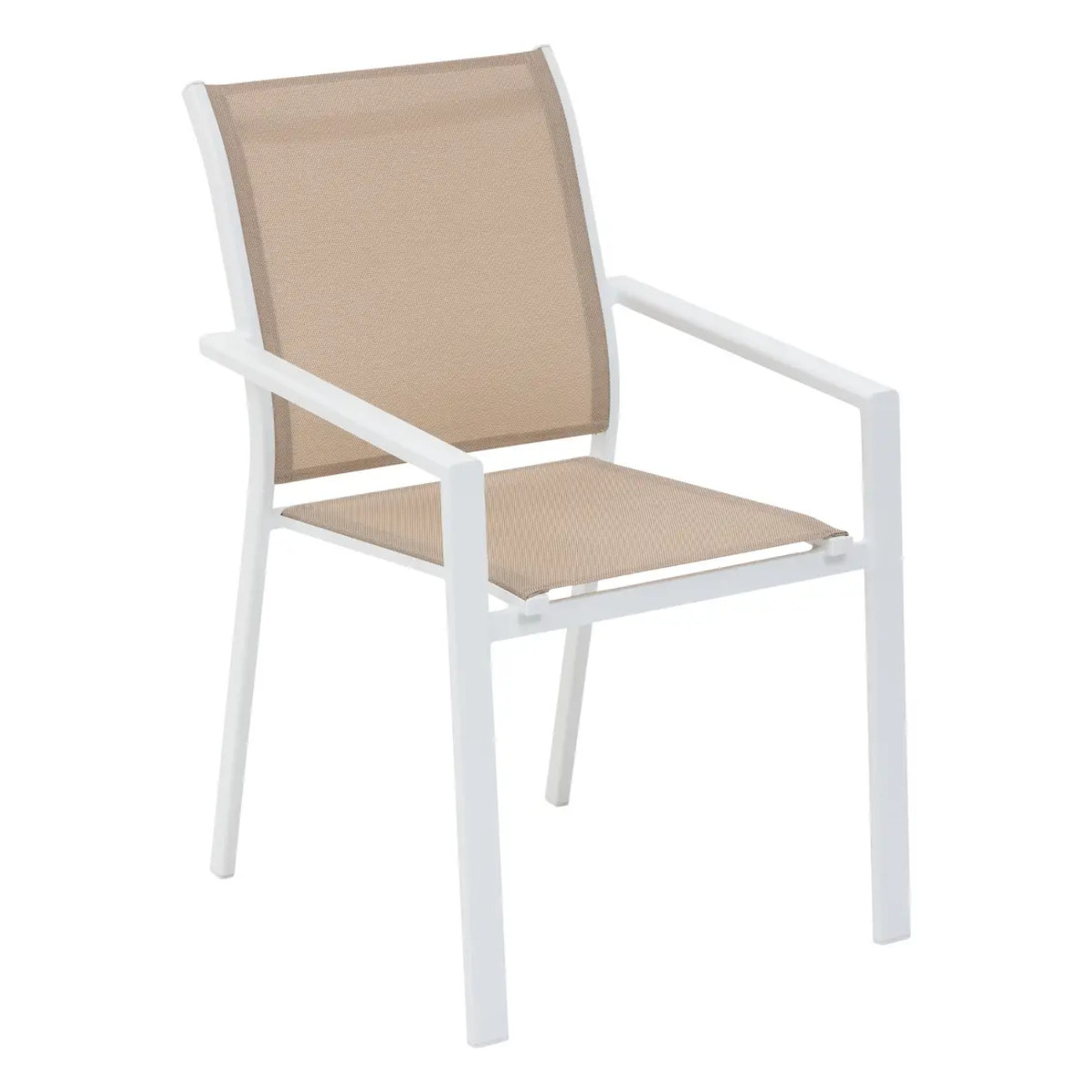 Fauteuil de jardin empilable "Essentia" lin & blanc en aluminium traité en epoxy