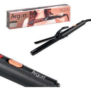 Arricciacapelli nero con tubo da 25 mm e 60 W. Temperatura di 190°C ±10°.