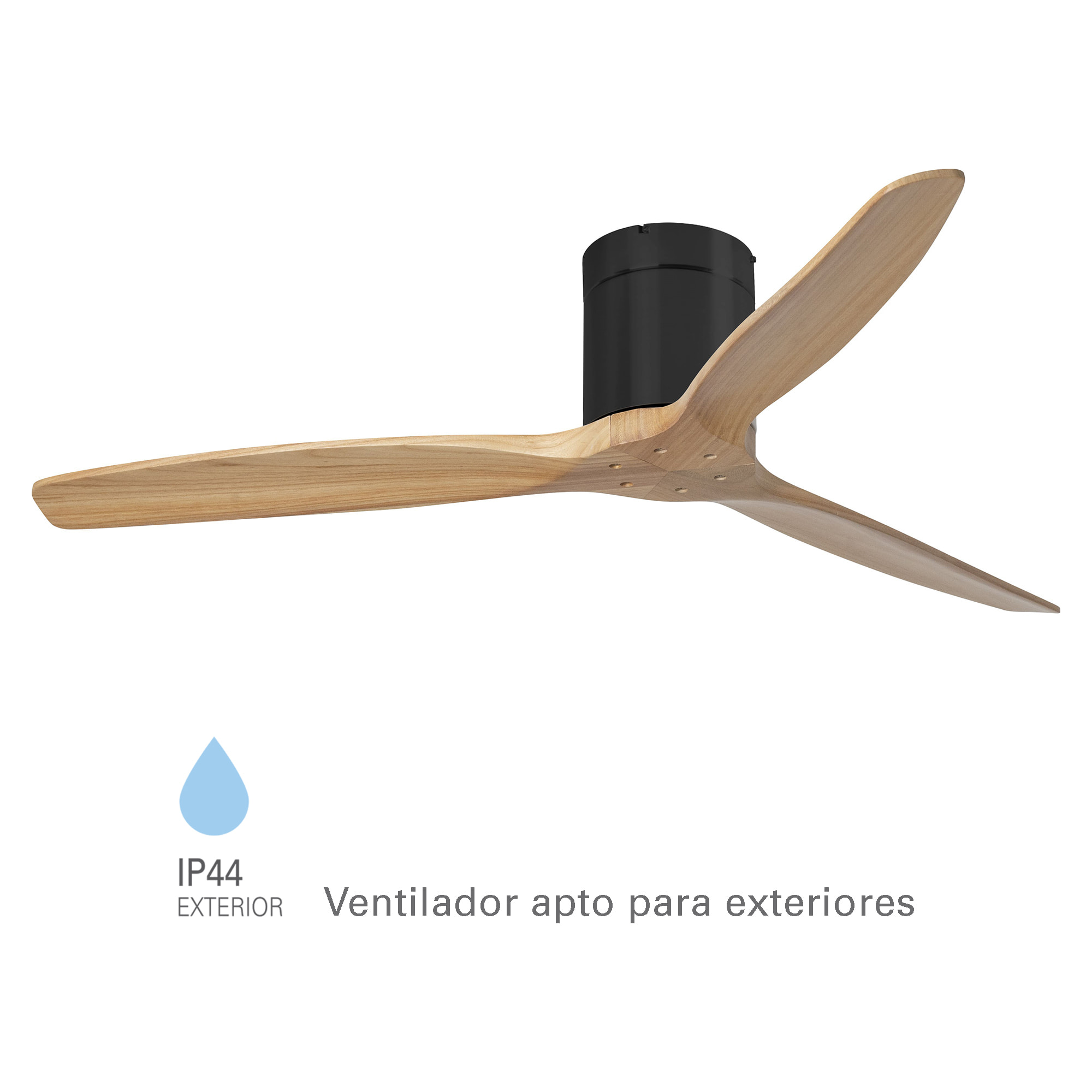 Forlight Ventilador de Techo Exterior IP44 - Motor DC Silencioso, 132 cm, Madera Oscura, 6 Velocidades, Mando a Distancia, Ideal para Terrazas y Baños Grandes