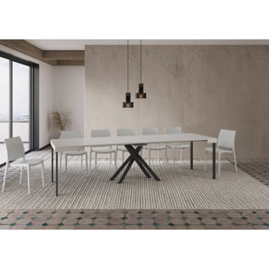 Consola extensible 90x40/300 cm Krack fresno blanco patas antracita